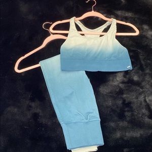 Blue Ombré High Waist Leggings & Sports Bra Set